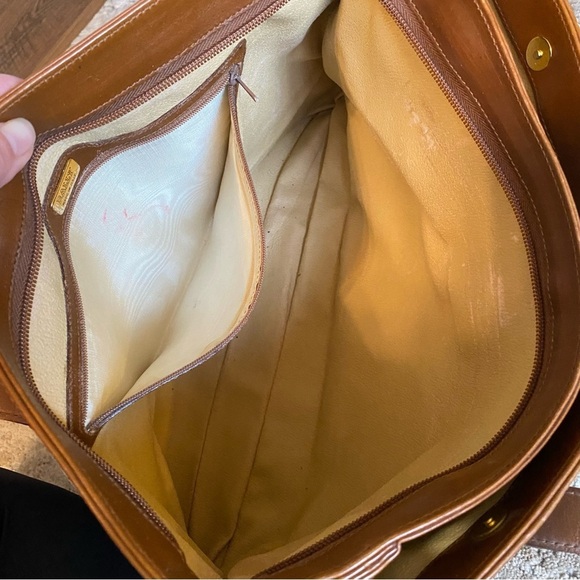 Bally Vintage RARE Monogrammed B Medium Tote Bag Purse Handbag Brown Tan Leather - Picture 12 of 16